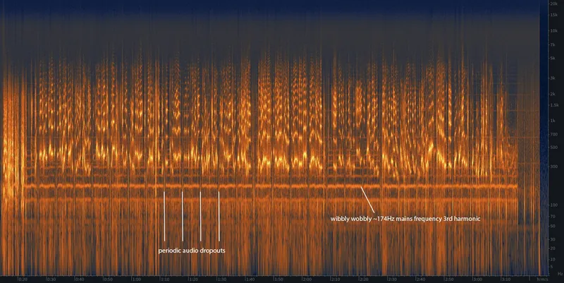 Spectral analysis of the recovered IBM Magnabelt recording in iZotope RX
